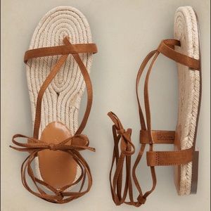 NWT BANANA REPUBLIC Leather Espadrille Gladiator Sandals Brown